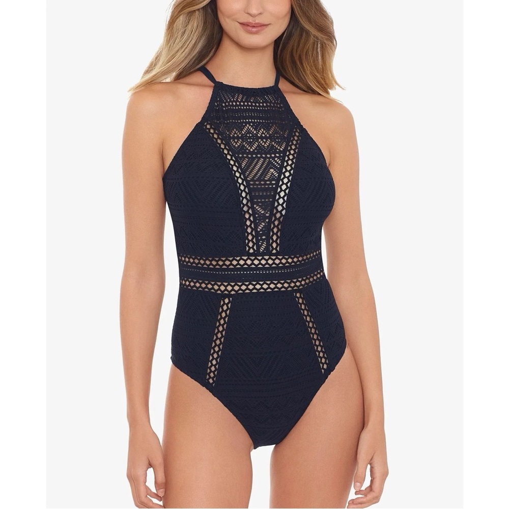 Salt & Cove Black Crochet‎ One Piece Swimsuit Size Small
